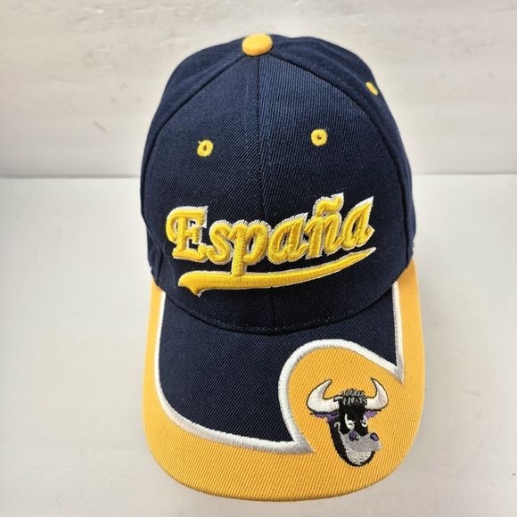 Other - Spain España Embroidered Bull Souvenir Hat Cap NWOT Blue/Yellow Wool Blend Rare.